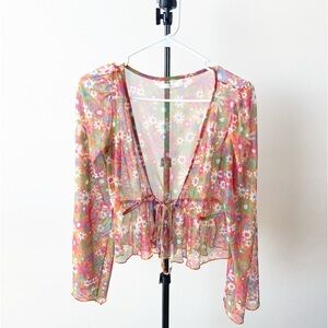 Shasa Mesh/Sheer Floral Top Size S